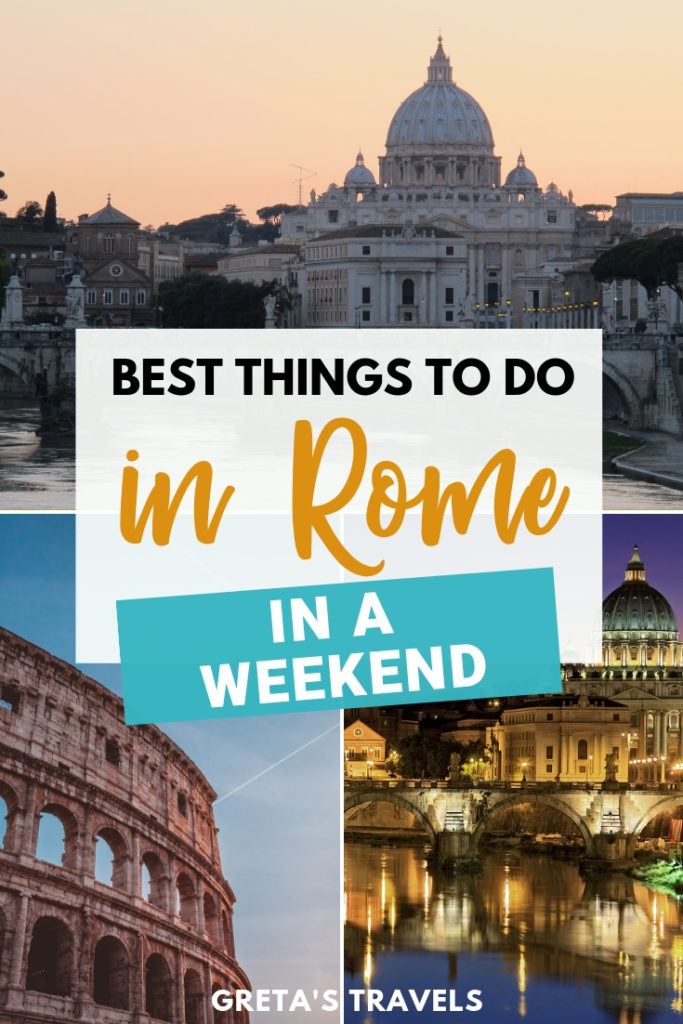 Collage of the Colosseum and the Vatican with text overlay saying "best things to do in Rome in a weekend"