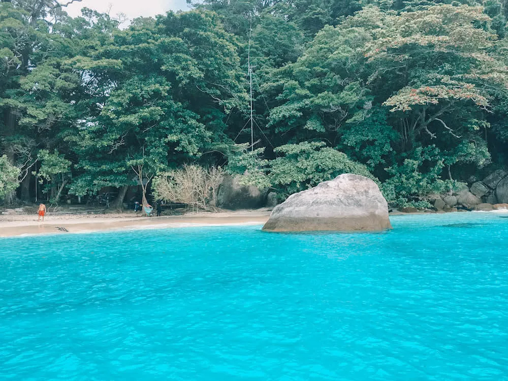 The clear turquoise water of the Similan Islands, Thailand