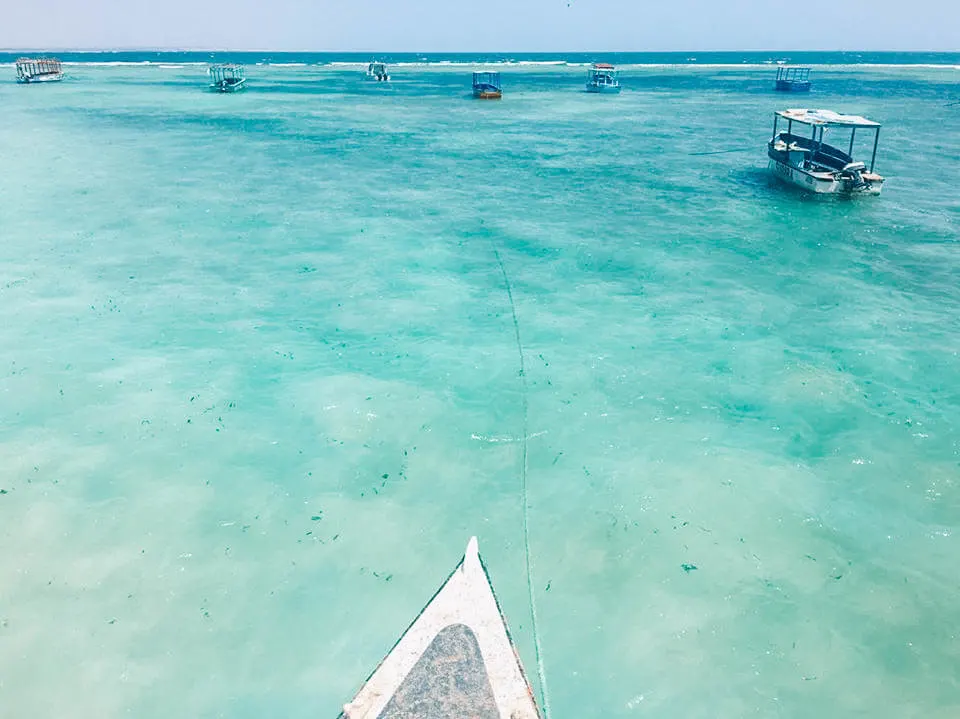The crystal clear turquoise water of the Malindi Marine National Park