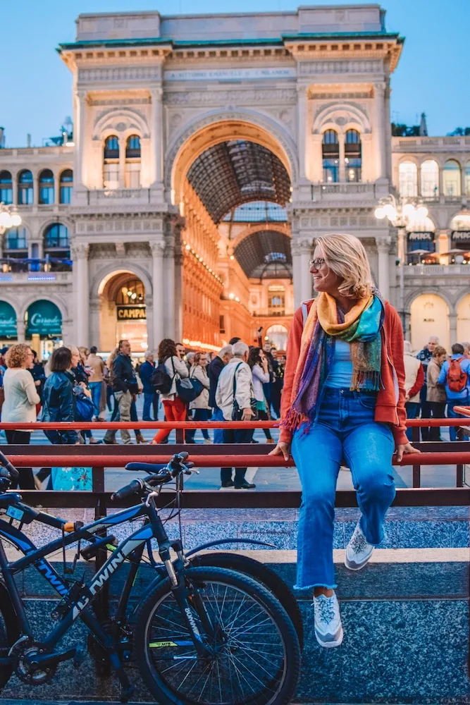 Galleria Vittorio Emanuele seen from across Piazza del Duomo in Milan, Italy