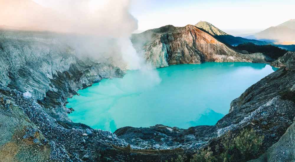 Looking down in the crater of Kawah Ijen