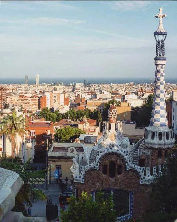 View over Barcelona from Park Güell in Barcelona, Spain