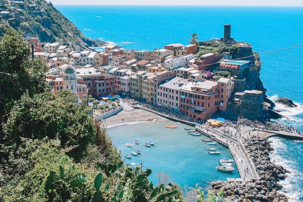 Vernazza, one of the towns of Cinque Terre, seen from the Sentiero Azzurro