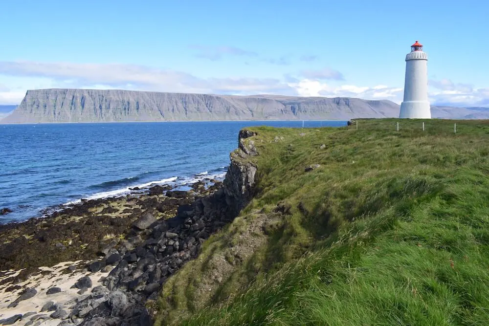 A lonely lighthouse at the edge of the Westfjords