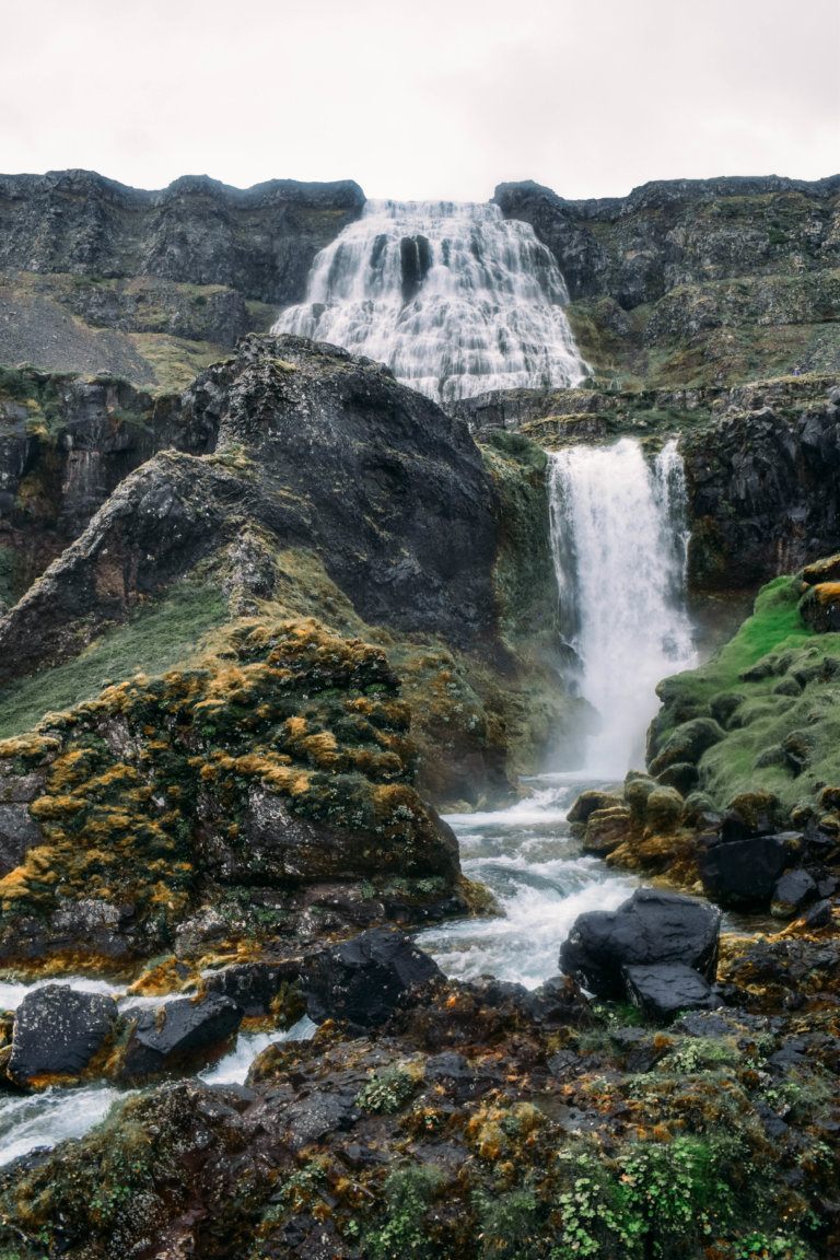 Two of the seven waterfalls at Dynjandi