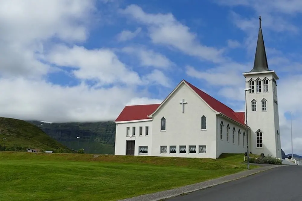 A white church in the Snaefellsnes Peninsula, Iceland