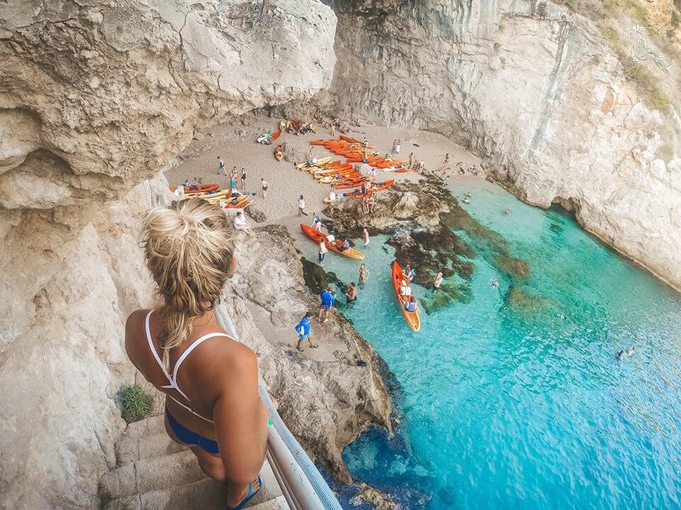 A "hidden" cave where the kayak sunset tour stops for a swim, snorkel and cliff diving break