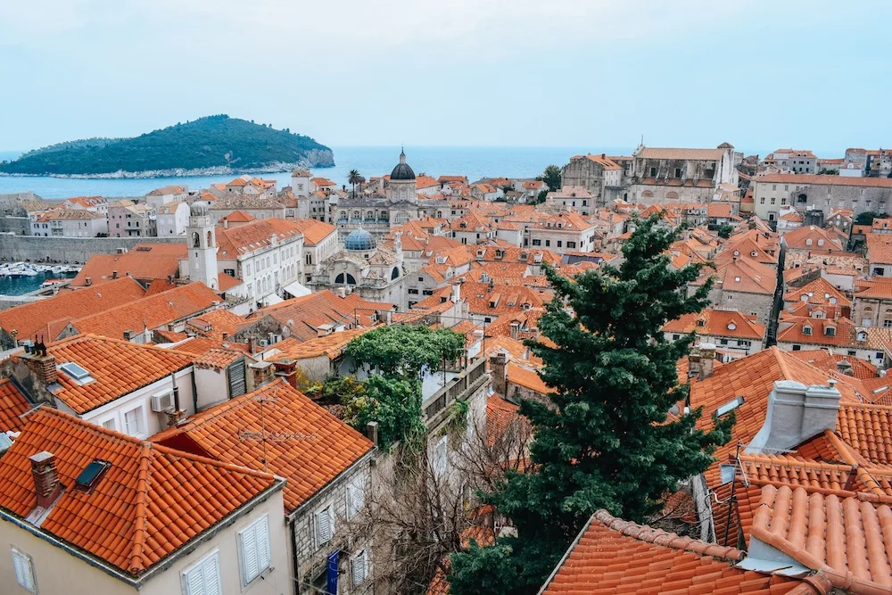 View over the rooftops of Dubrovnik from the Old Town walls