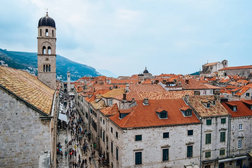 Exploring the Old Town walls in Dubrovnik, Croatia.