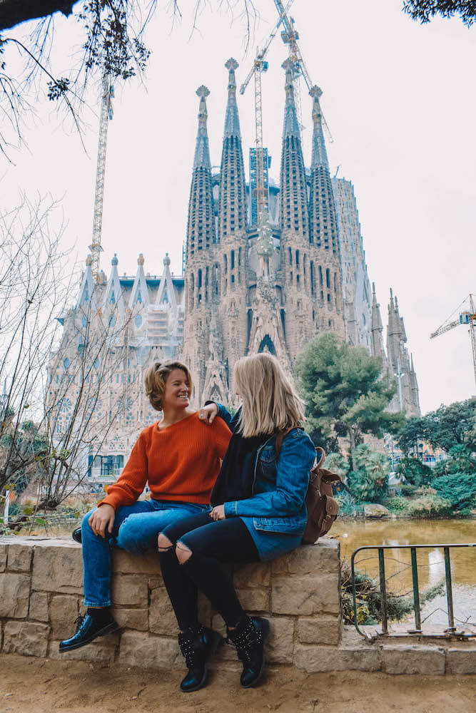 The Sagrada Familia in Barcelona, Spain, seen from outside