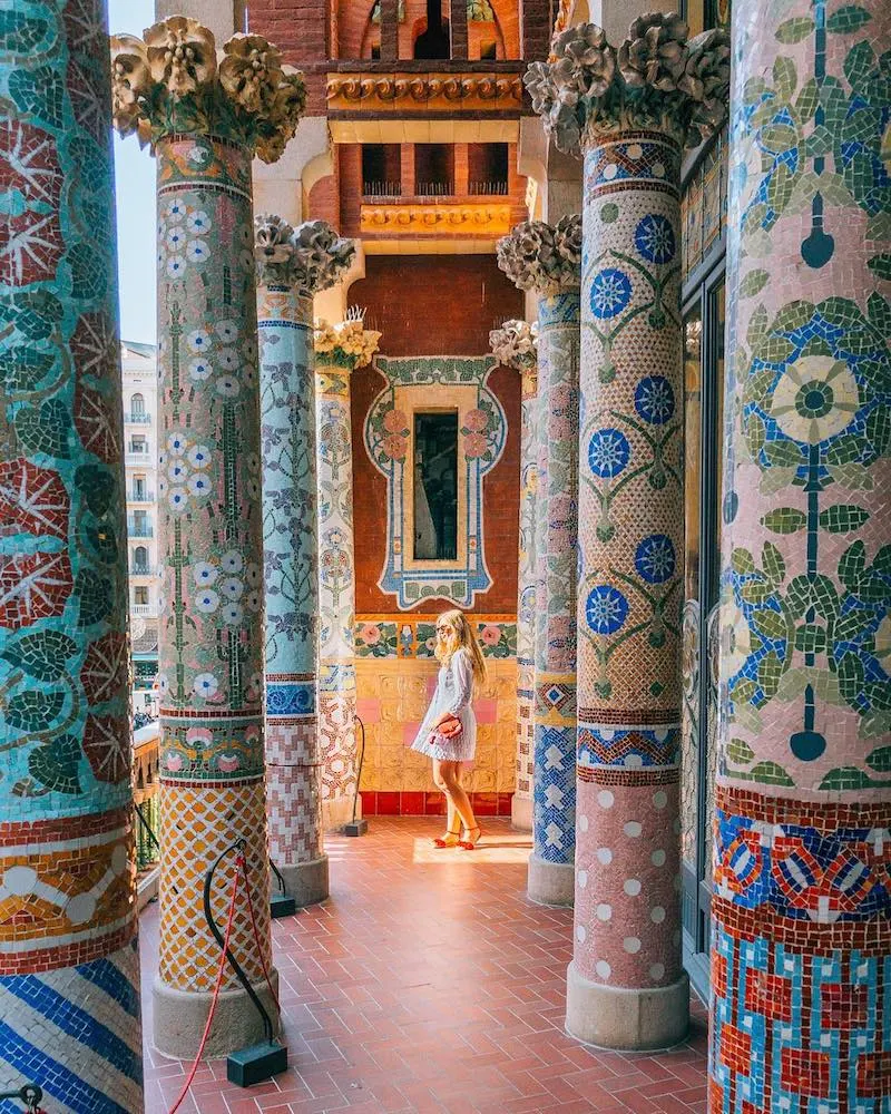 The colourful columns of the Palau de la Musica Catalana in Barcelona - photo by Marta of Where Life Is Great - one of the most Instagrammable places in Barcelona