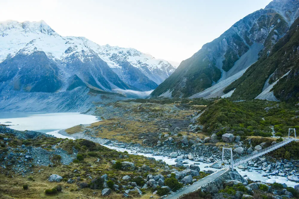 Hooker Valley Track in Mount Cook National Park, New Zealand