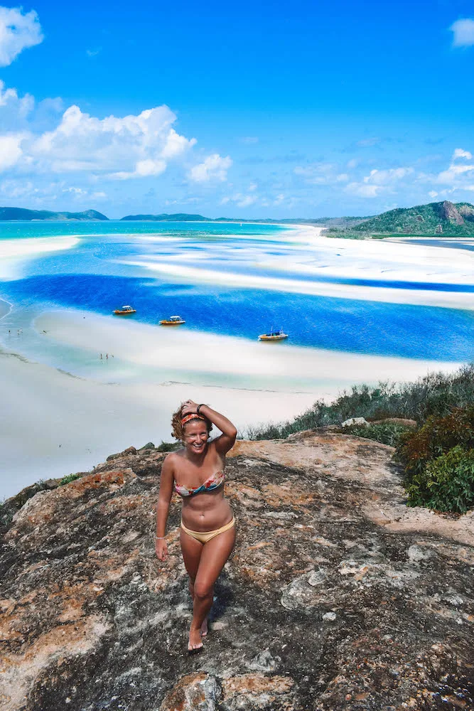 The view of Whitehaven Beach from Cape Hinlet in the Whitsunday Islands, Australia