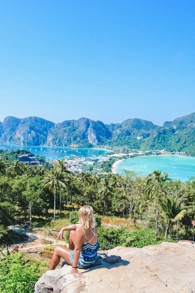 Enjoying the view over Koh Phi Phi Don from the famous Phi Phi Viewpoint in Thailand