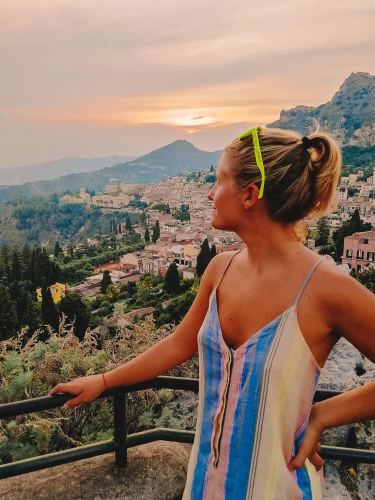 Enjoying the sunset from the Greek Amphitheatre of Taormina