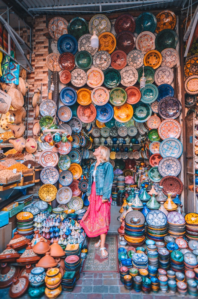 Shopping in the souks of the Medina of Marrakech, Morocco