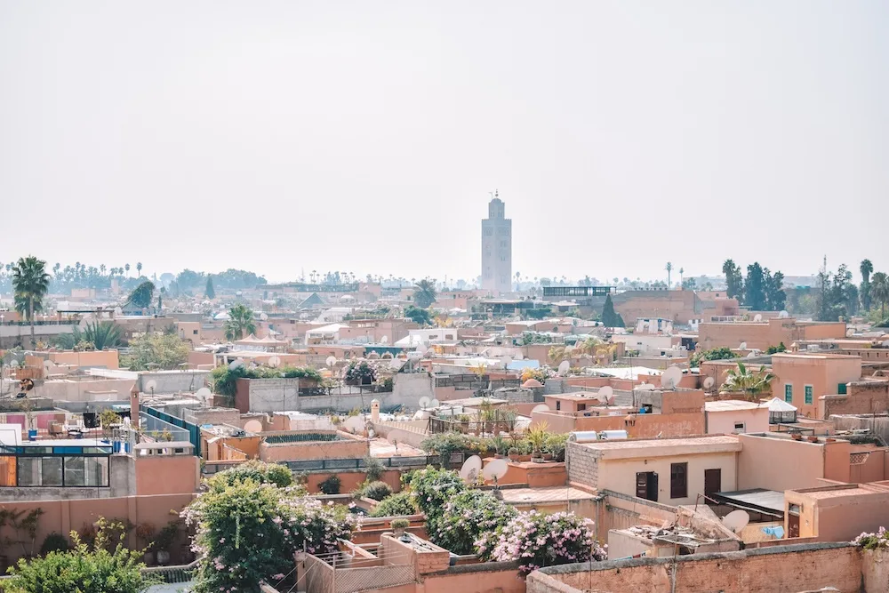 View over the rooftops of Marrakech from the Jardin Secret tower