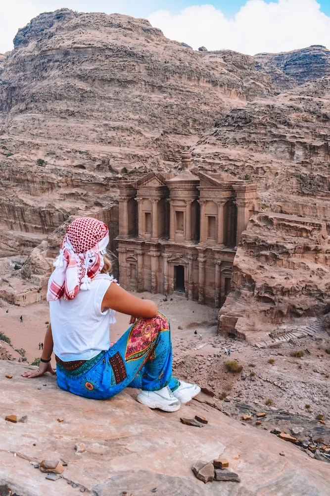 The best view over the Monastery of Petra, Jordan