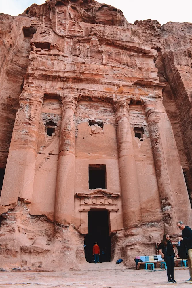 Up close to one of the Royal Tombs in Petra, Jordan