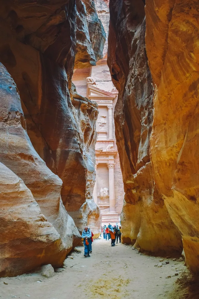 The first glimpse of the Treasury from the Siq