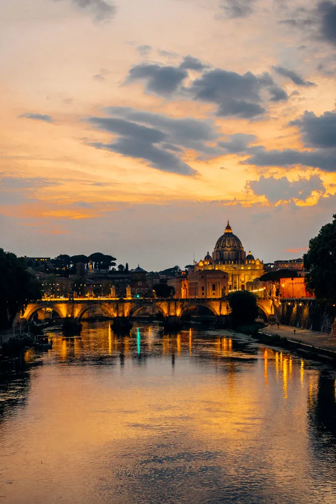 Watching the sunset over the Vatican and Ponte Sant'Angelo from Ponte Umberto in Rome