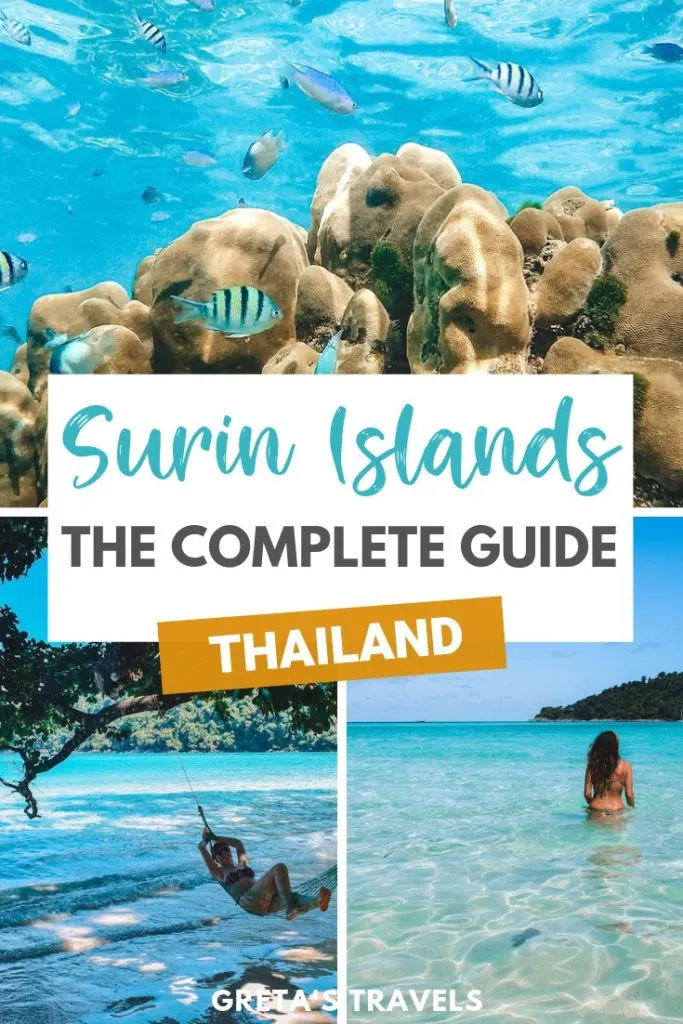 Surin Islands Thailand photo collage with text overlay saying "Suring Islands, Thailand - the complete guide"