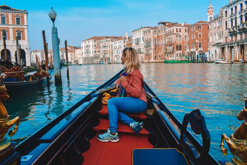 Enjoying my gondola cruise around Venice