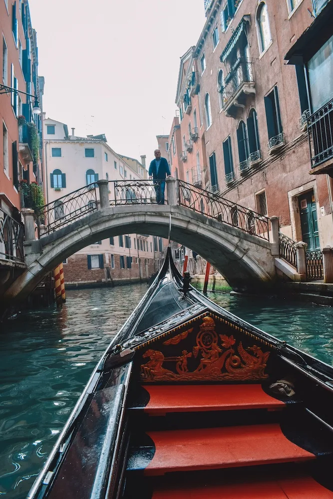 Cruising the canals of Venice, Italy, in our gondola