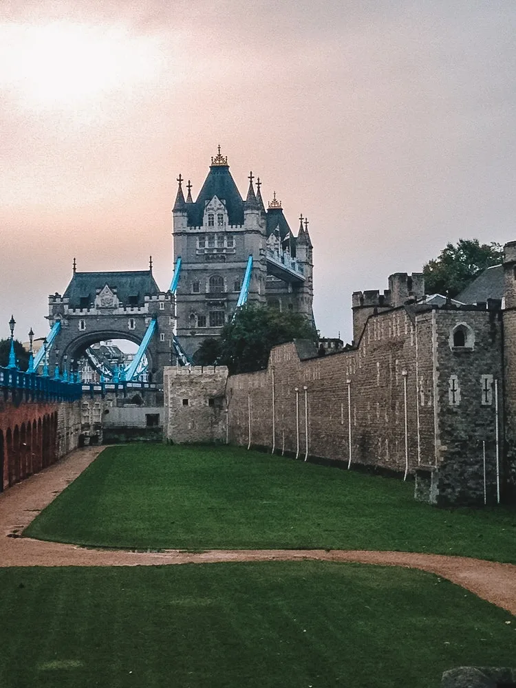 Tower Bridge and the Tower of London at golden hour