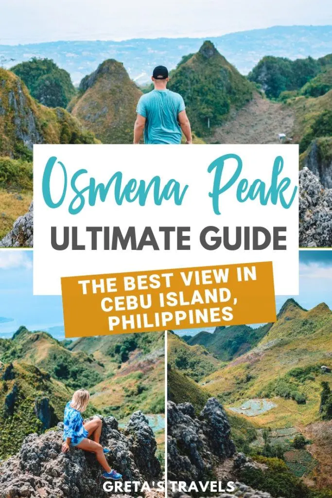 Photo collage of the views from Osmena Peak with text overlay saying "Osmena Peak ultimate guide - the best view in Cebu Island, Philippines"