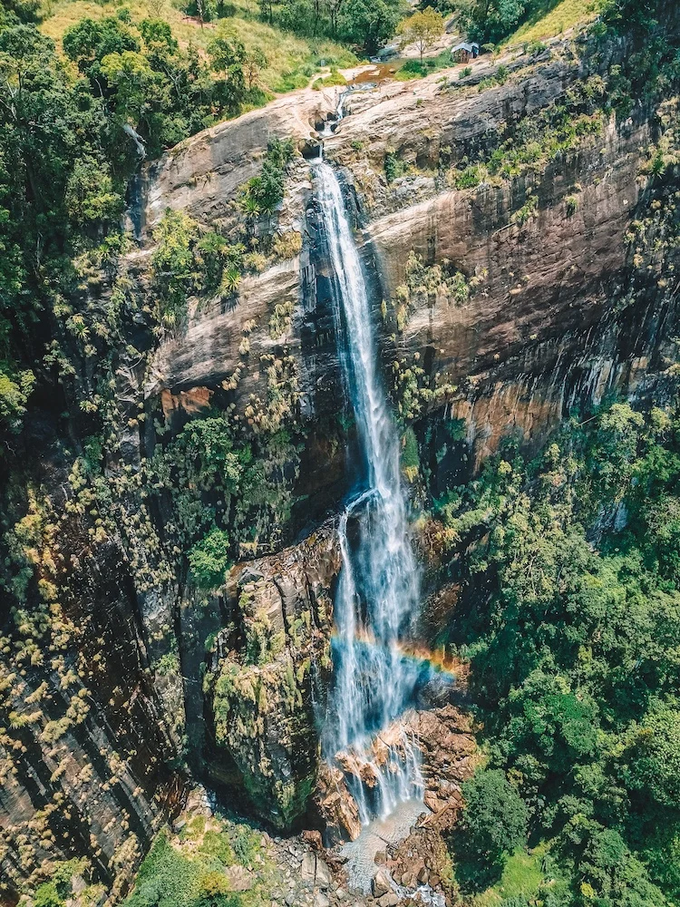 The 220m drop of Diyaluma Falls in Sri Lanka, drone shot by @solarpoweredblonde