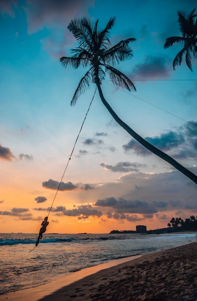 The famous sunset swing at Dalawella Beach in Unawatuna, Sri Lanka