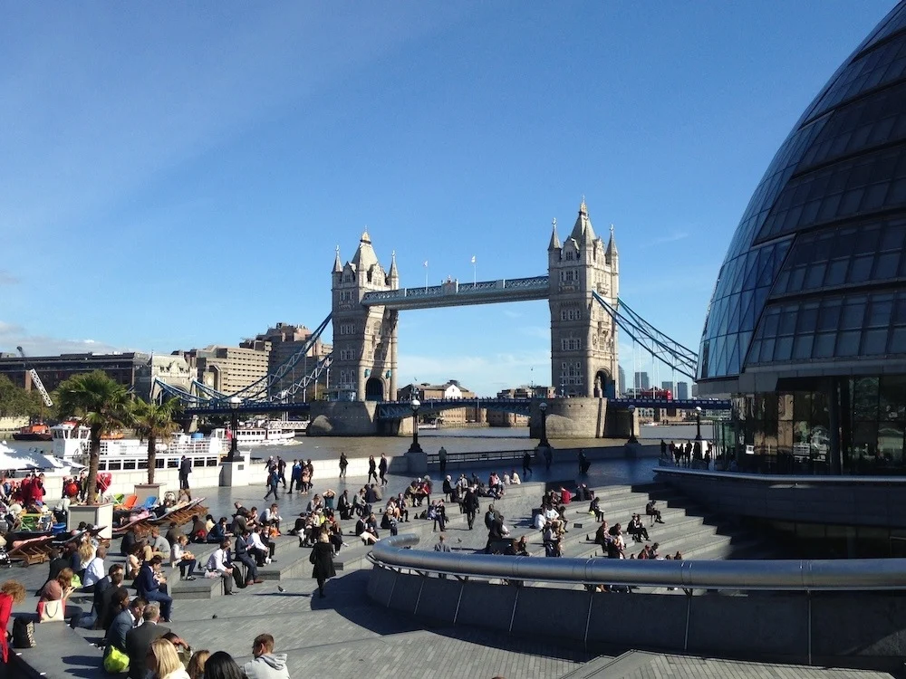 The Scoop in summer in More London Place, with a view of Tower Bridge