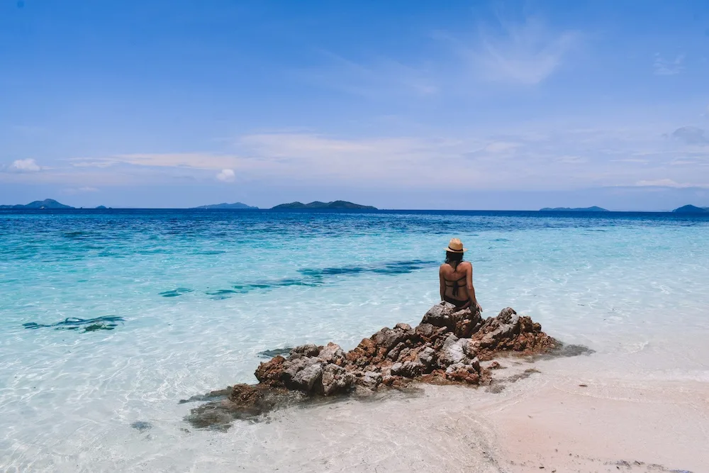 The crystal clear water of Malcapuya Island, Palawan