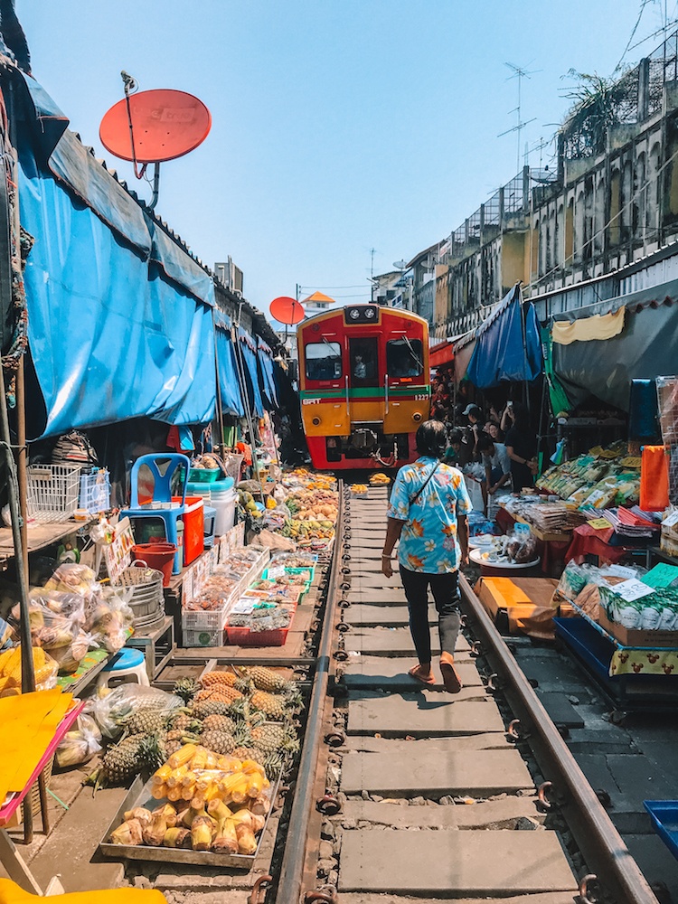 Maeklong Market - the famous railway market close to Bangkok, Thailand