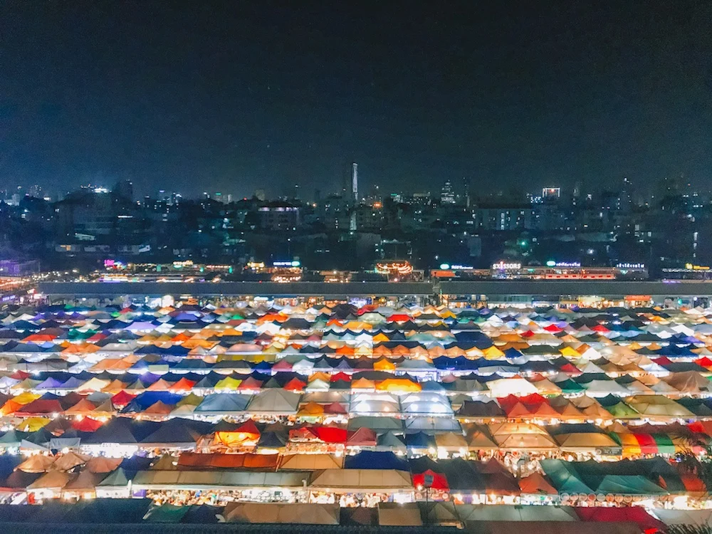 Chatuchak Night Market in Bangkok as seen from above