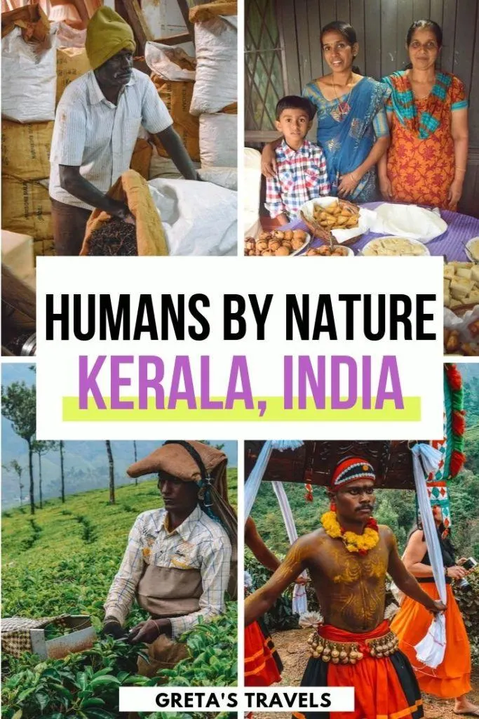 Collage of local people in Kerala, India, with text overlay saying "Humans By Nature - Kerala, India"