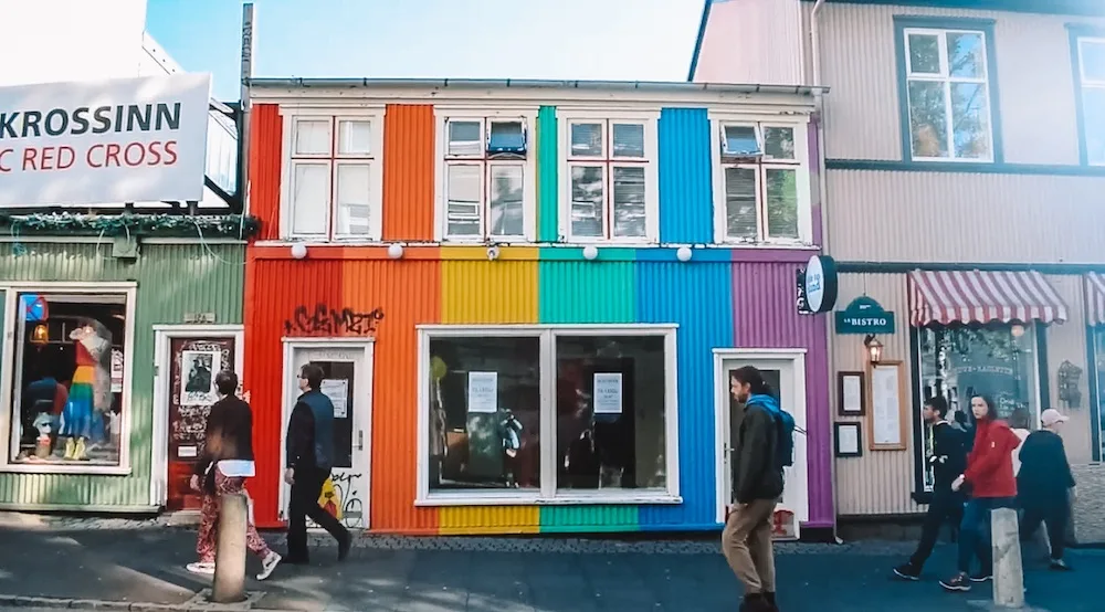 One of the colourful shopfronts in Laugavegur Street, Reykjavik's main street