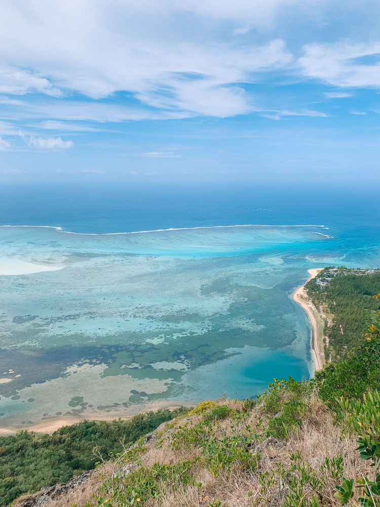 Loving all the different shades of blue that you can see from the top of Le Morne Brabant