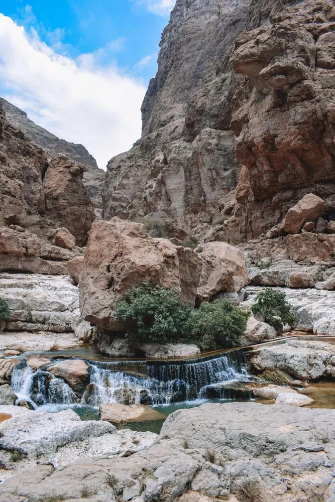 Tiny waterfalls and streams in Wadi Shab