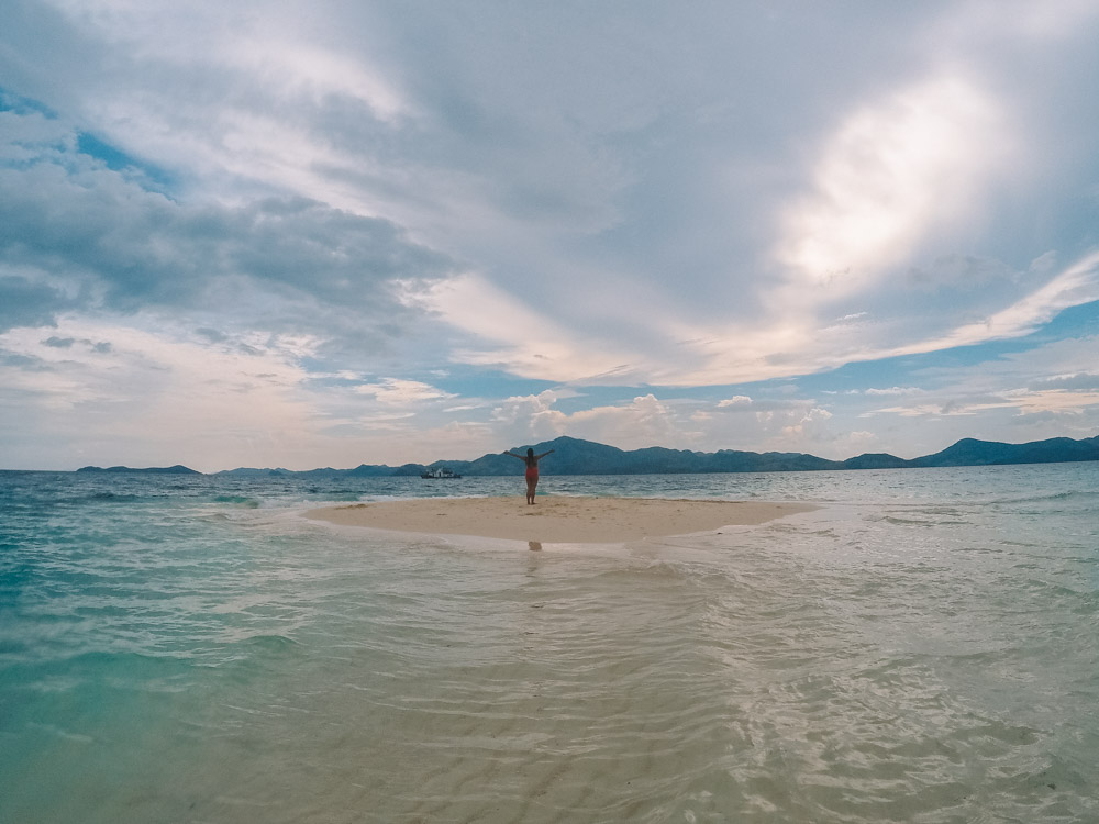 The Bulog Dos sandbar (at high tide) that you visit during Coron Tour C Island Escape