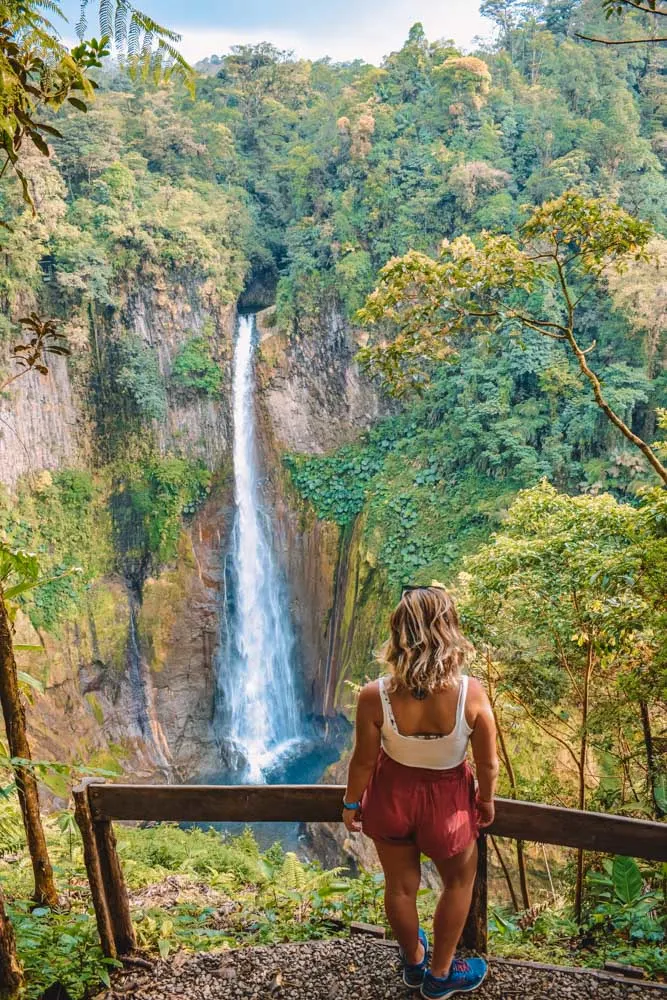 Overlooking Catarata del Toro waterfall in Costa Rica