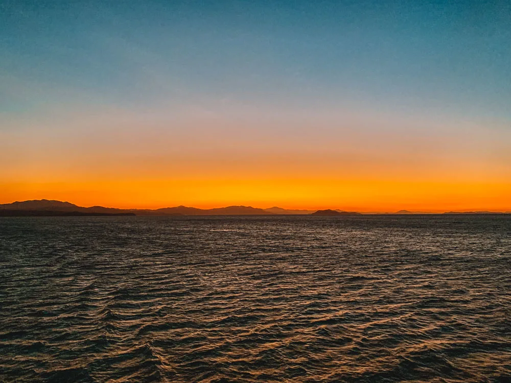 Sunset from the ferry on the way back to San Jose