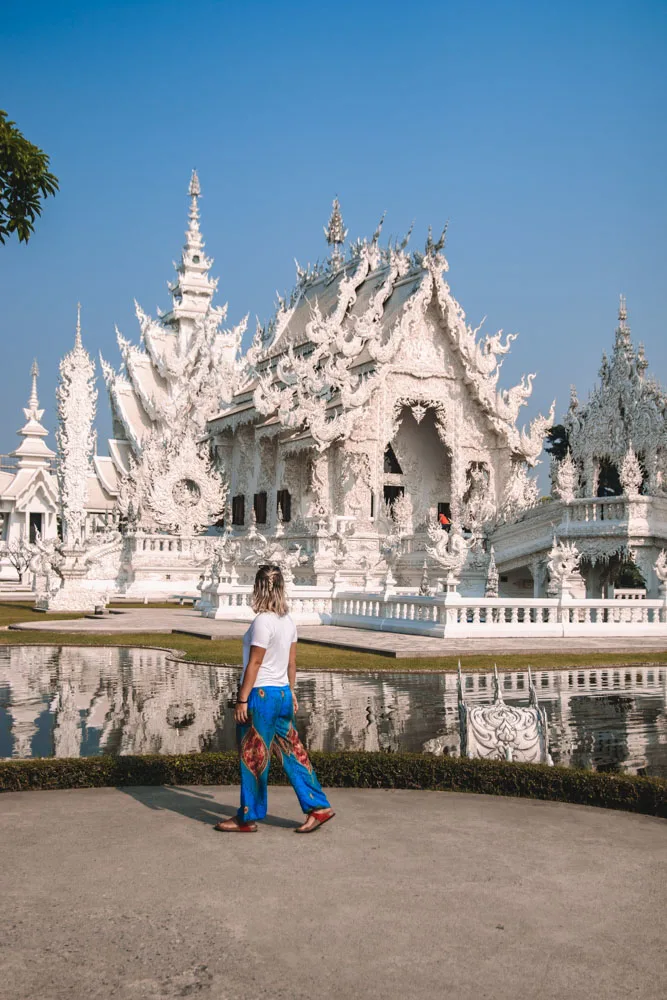 Exploring Wat Rong Khun, the famous White Temple in Chiang Rai, during the day