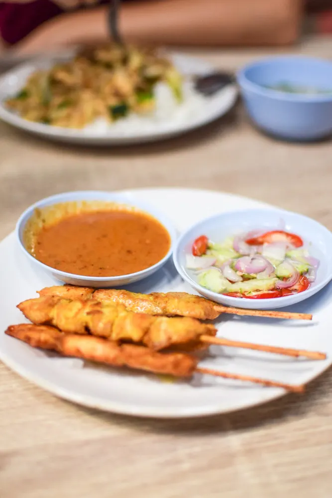 Chicken satay from a market stall in Chiang Rai - one of my favourite things to eat in Thailand!