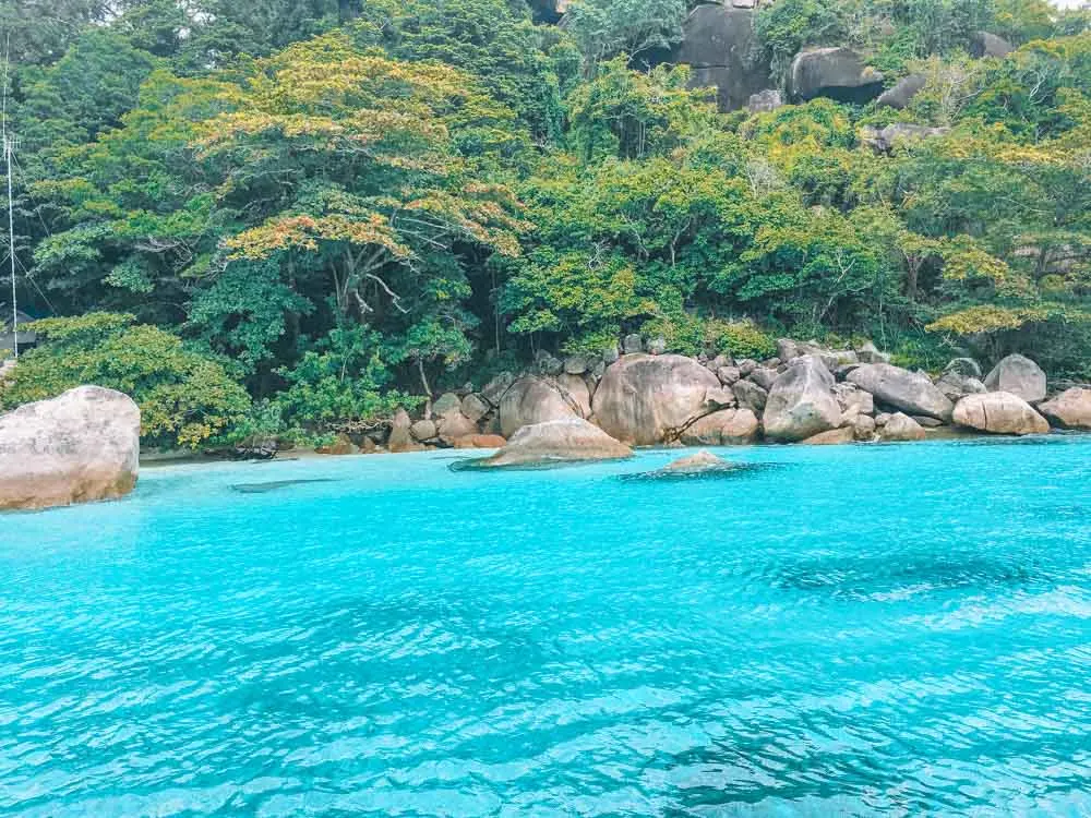 The turquoise water of the Similan Islands in Thailand