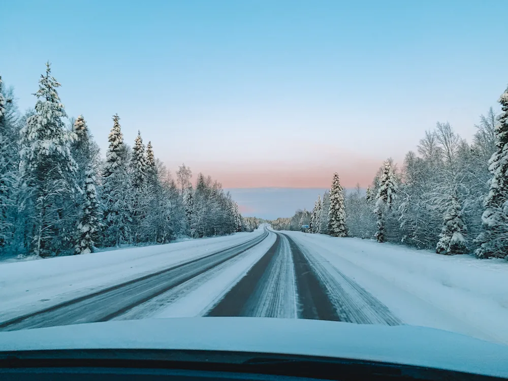 Driving in Lapland in winter