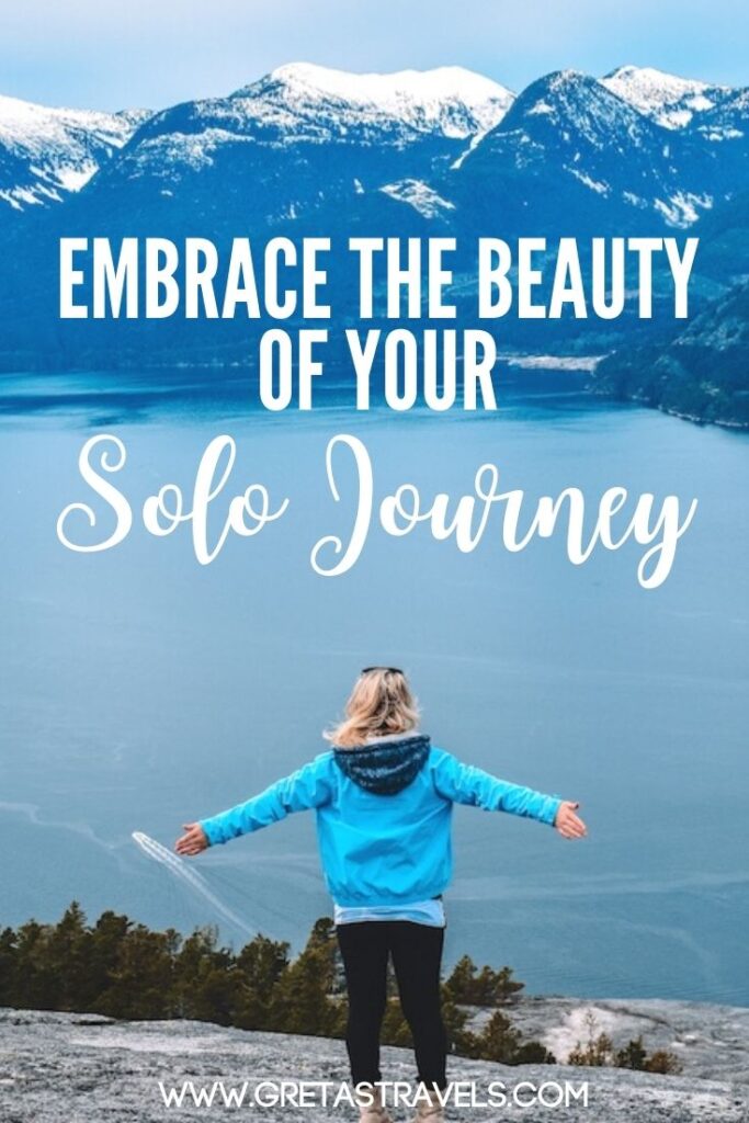 Photo of a blonde girl standing at the top of Stawamus Chief in Canada with text overlay saying 