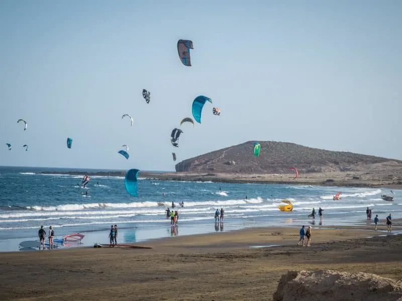 The popular kitesurfing beach in El Medano, Tenerife - Photo by Valentina Borghi of BeBorghi