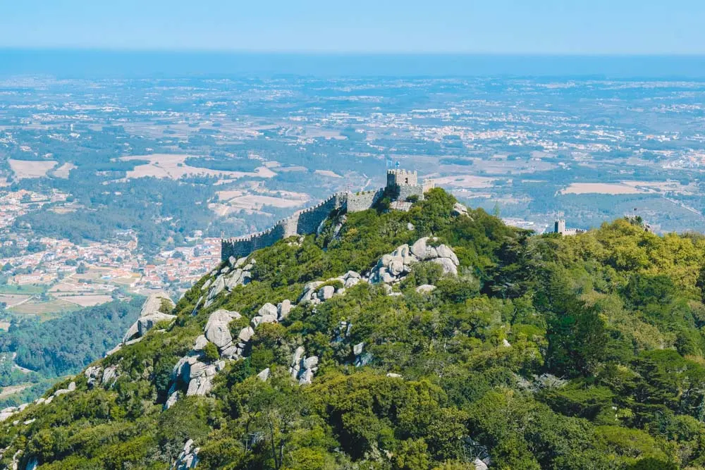 Castle of the Moors as seen from Pena National Palace in Sintra, Portugal